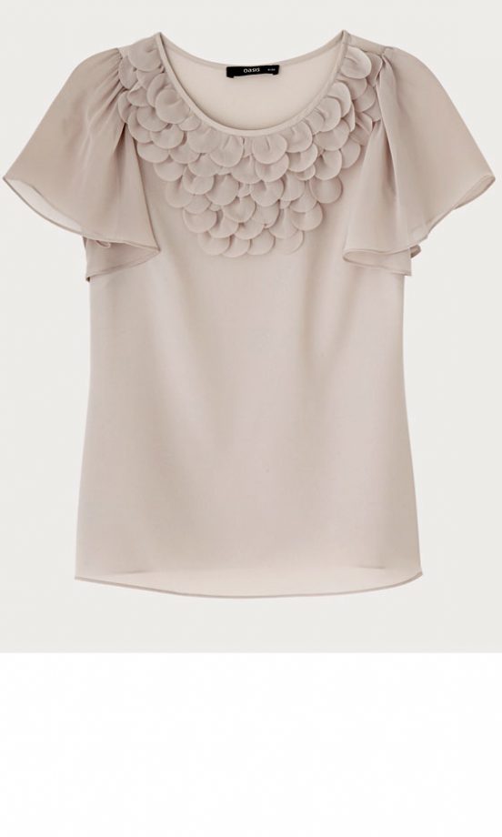 Oasis Grey Frill Top, £35