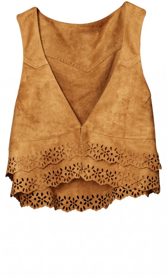 H&M Tan Suede Vest With Floral Cut Outs, Spring/Summer 2011