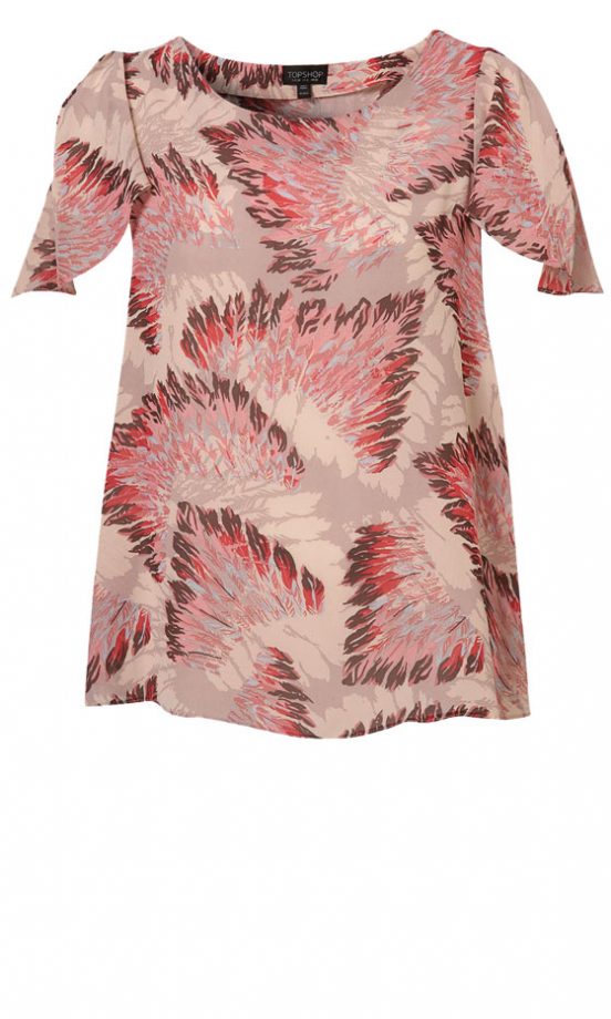 Topshop Cream Feather Print Cape Blouse, £35