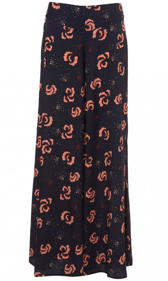 Topshop Navy Printed Wide Leg Trousers, £45