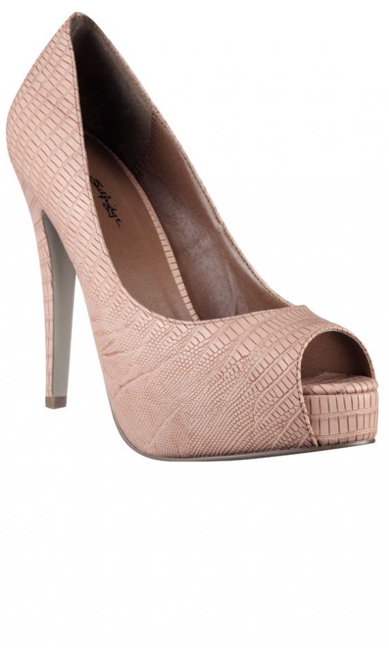 Miss Selfridge Mock Croc Pink Peeptoe, £40