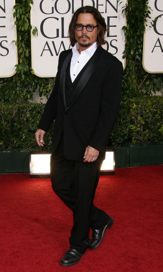 Johnny Depp Wearing Ralph Lauren Black Label And Vintage Jewellery By GRAY At The Golden Globe Awards, 2011