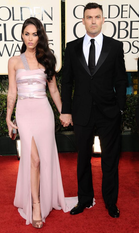 Megan Fox Arrived With Brian Austin Green Wearing A Armani Prive Dress At The Golden Globe Awards, 2011