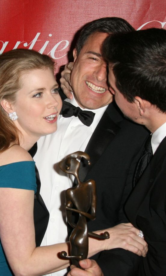 Amy Adams And Mark Whalberg Congratulate David O' Russell On Winning The Best Director Of The Year Award At The 2011 Palm Springs Film Awards