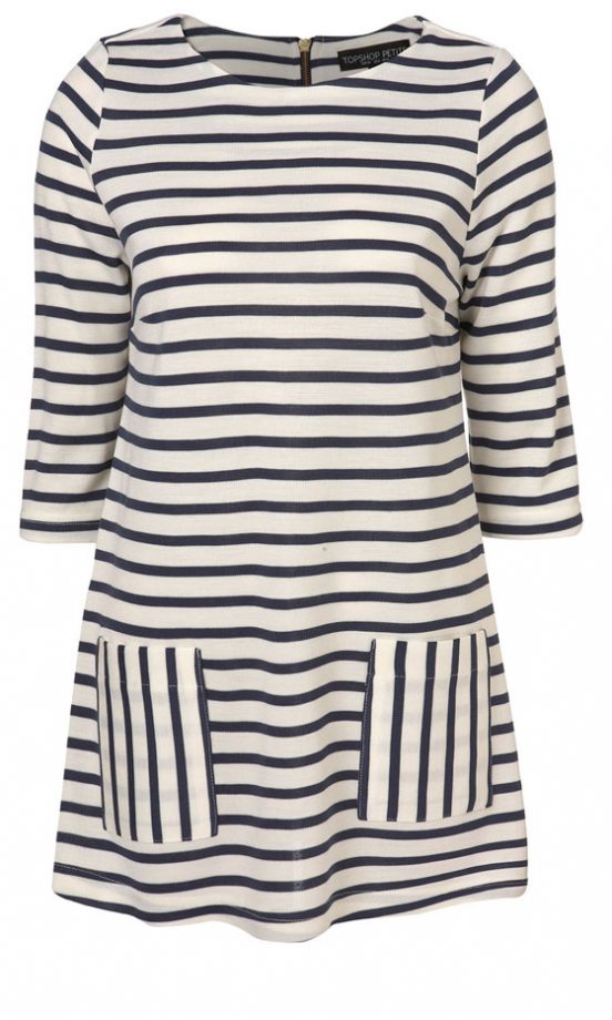Topshop Stripe Cream Ponte Sleeve Shift, £38