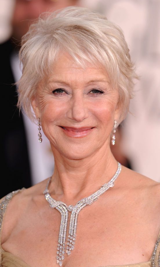 Helen Mirren With A Tousled Crop Hairstyle At The Golden Globe Awards, 2011