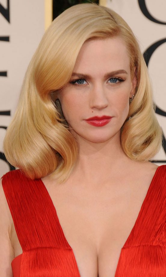 January Jones With A Vintage Waved Hairstyle At The Golden Globe Awards, 2011