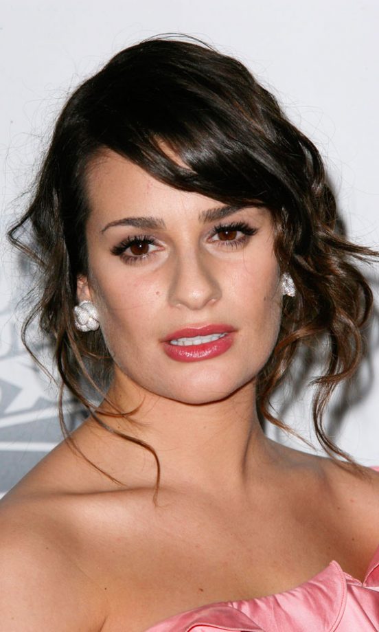Lea Michele With A Messy Chignon Hairstyle At The Golden Globe Awards, 2011