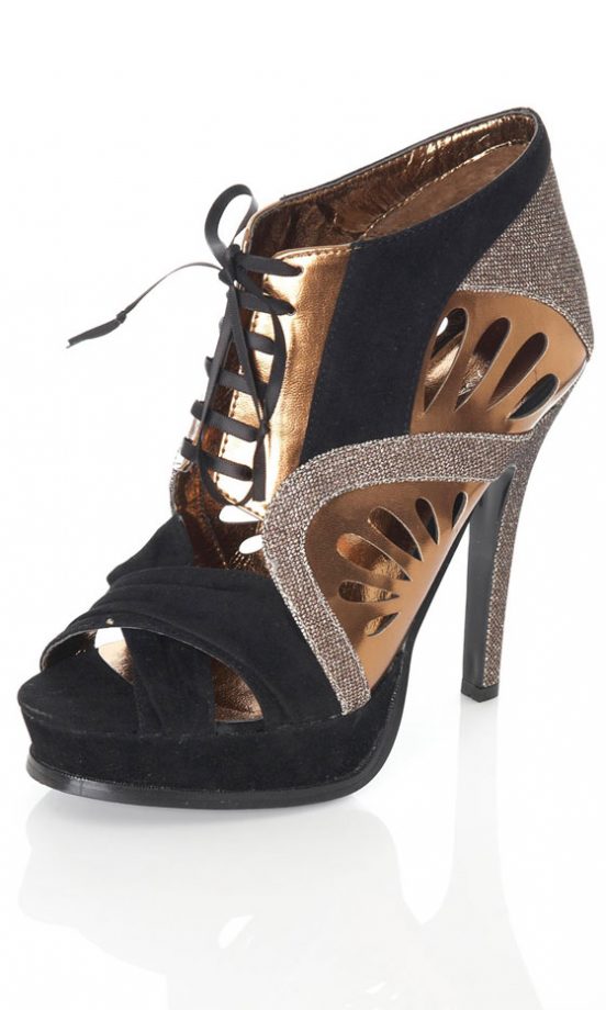 Miss Selfridge Black And Bronze Platform Shoes, £60