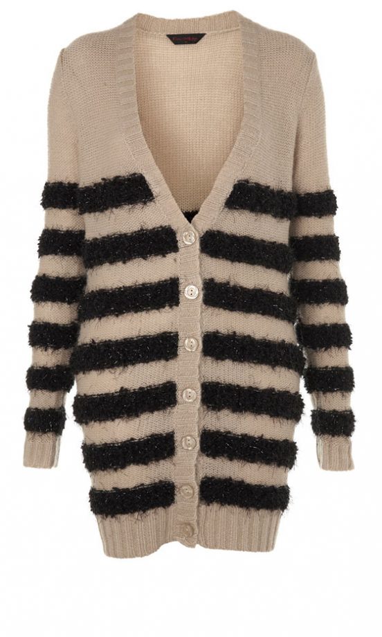 Miss Selfridge Coffee Stripe Boyfriend Cardigan, £42
