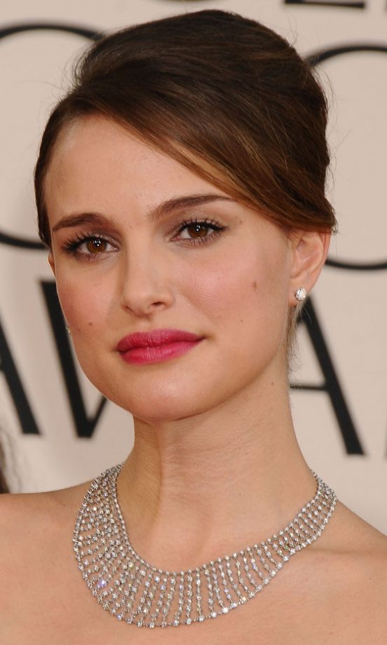 Natalie Portman With A Perfectly Polished Updo Hairstyle At The Golden Globe Awards, 2011