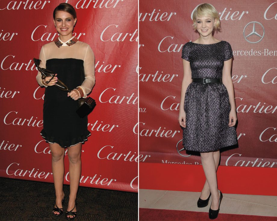 Natalie Portman in Vionnet and Carey Mulligan in Prada on the red carpet at the 2011 Palm Springs Awards
