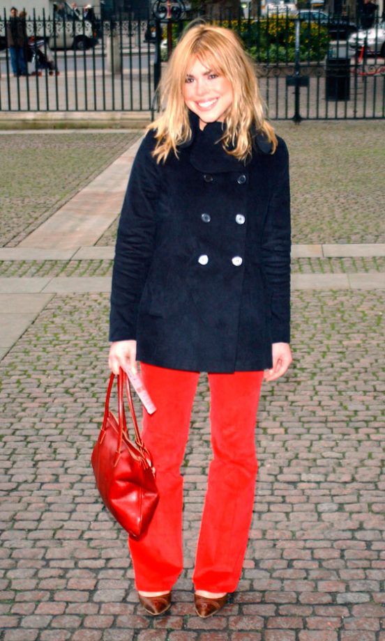 We Love Billie Piper's Cute Pea Coat And Red Trousers, December 2002