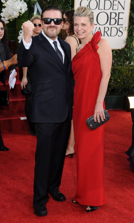 Ricky Gervais And Jane Fallon At The Golden Globe Awards, 2011
