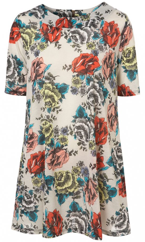 Topshop Grey Floral Zip Back Dress, £33