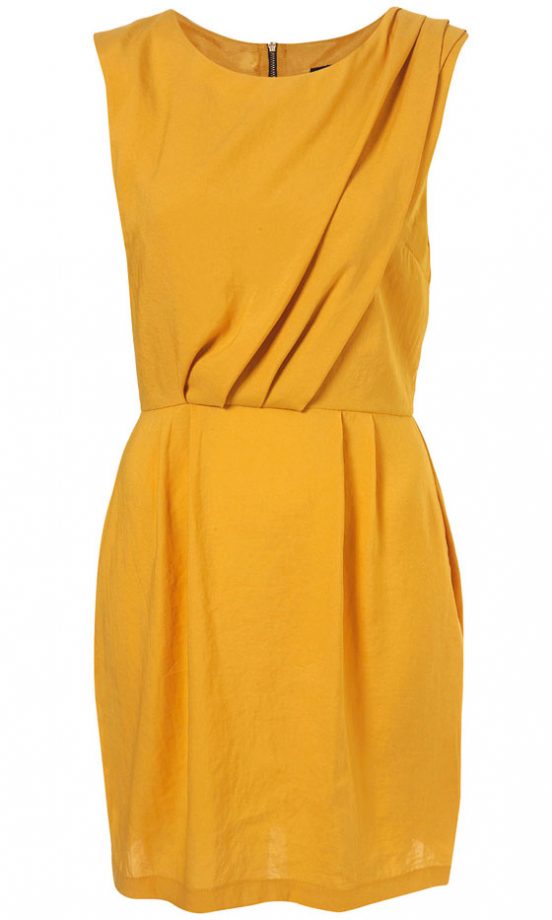 Topshop Yellow Sleeveless Tuck Detail Dress, £46