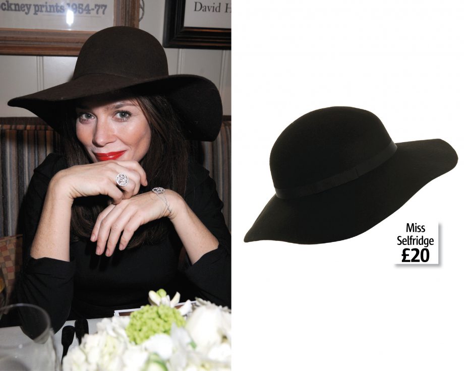 Anna Friel attends De Beers Pre-BAFTA film and jewellery launch in London, get her floopy hat on the high street at Miss Selfridge