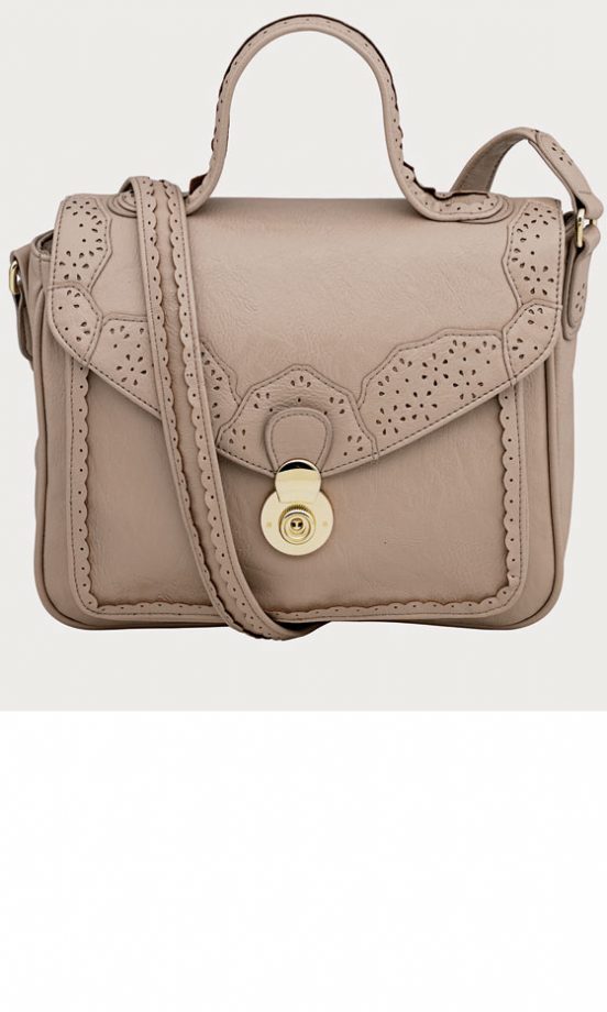 Topshop Premium Nude Leather Flower Stamped Satchel, £85