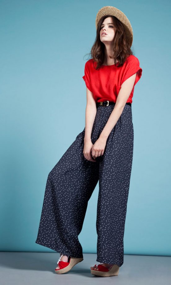 Look Effortlessly Glam In Primark’s Woven T-Shirt, £8 And Polkadot Palazzo Trousers, £14
