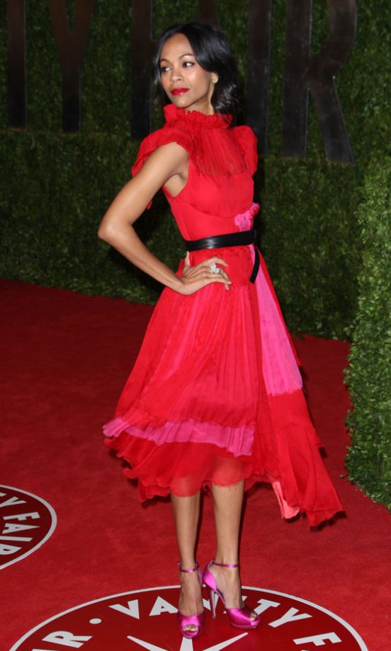 Zoe Saldana At The Vanity Fair Oscar After-Party 2011