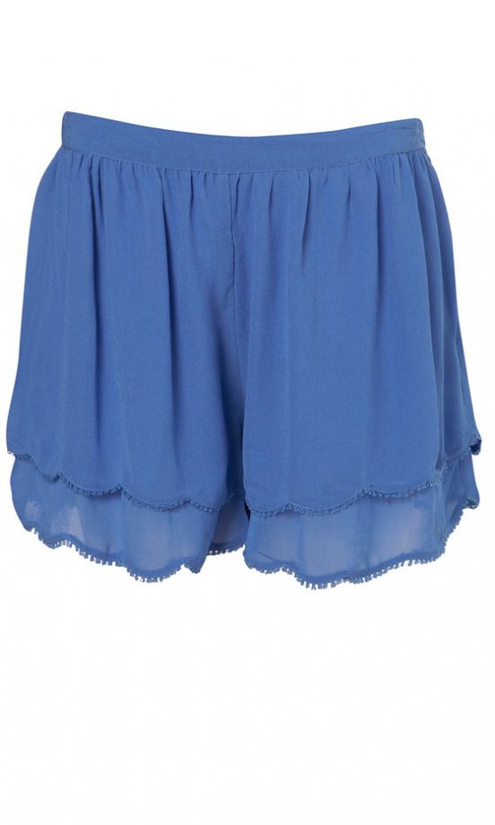 Topshop Blue Scallop Hem Shorts, £34