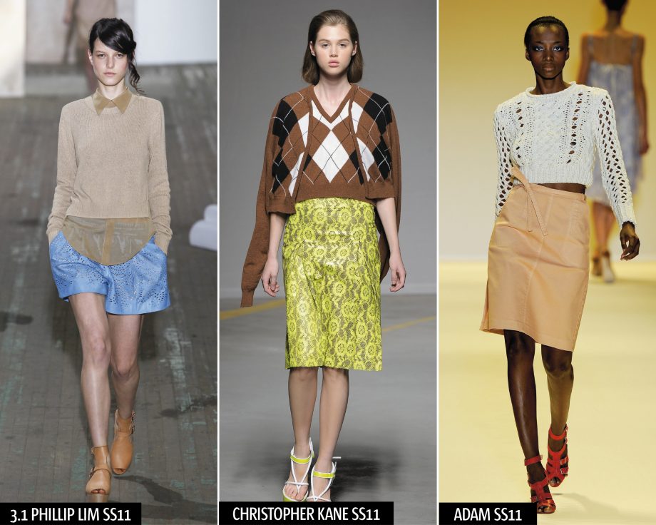 Check out the knitwear pieces at 3.1 Phillip Lim, Christopher Kane and Adam at the spring/summer 2011 shows and take a celebrity masterclass from Alexa Chung and Olivia Palermo at London Fashion Week