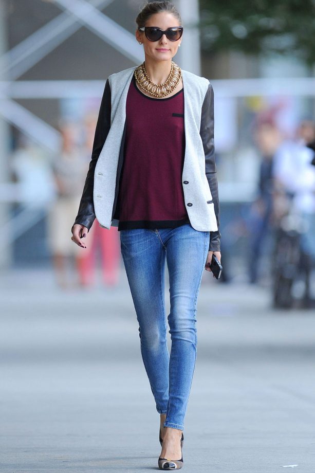 Olivia Palermo Has Great Off-Duty Style In A Two Tone Blazer Out And About In New York, 2012