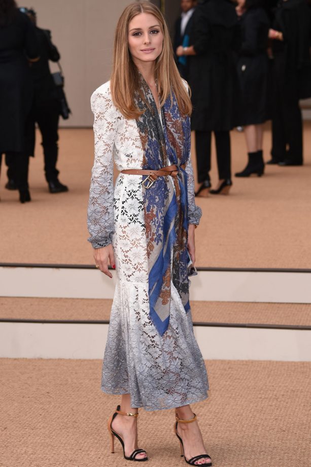 Olivia Palermo Looks Chic In A Lace Burberry Dress During London Fashion Week, 2014