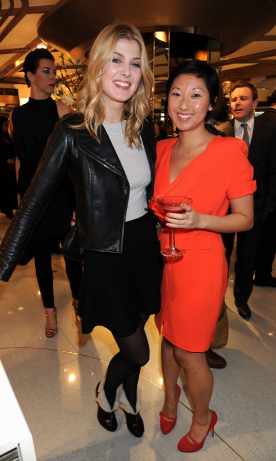 Rosamund Pike And Beatrix Ong At The Harrods Shoe Salon Launch