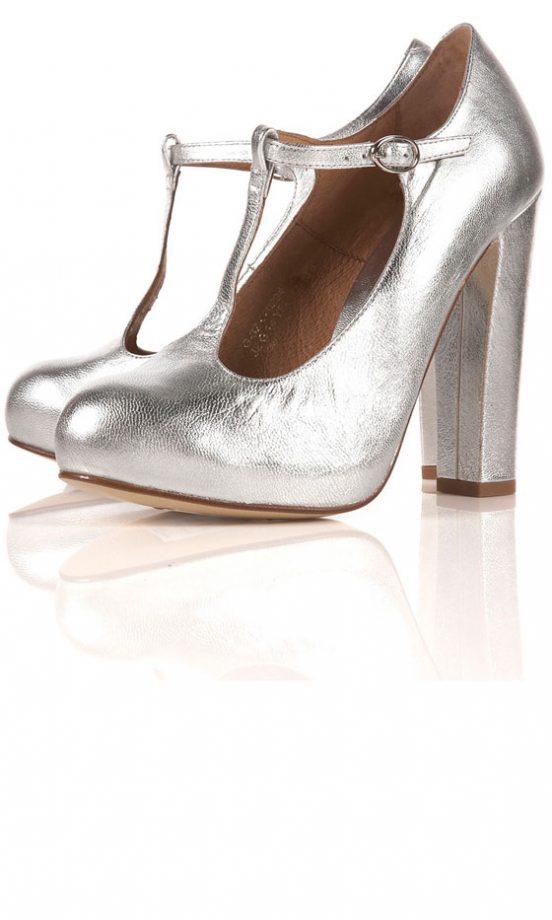 Topshop Silver T-Bar Shoes, £60 (In Store Only)
