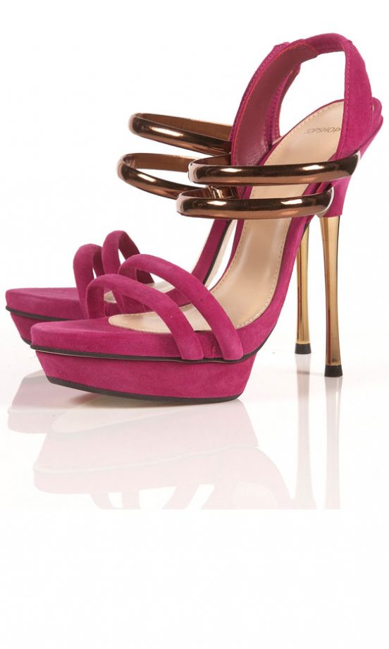 Topshop Magenta Metallic Platforms, £80