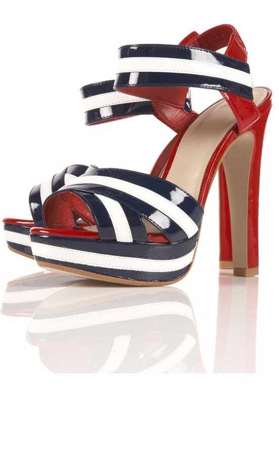 Topshop Nautical Stripe Sandal, £75 (In Store Only)