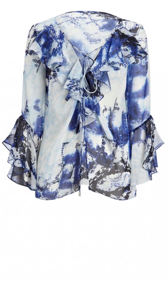 Karen Millen Printed Waterfall Blouse (In Stores Only)