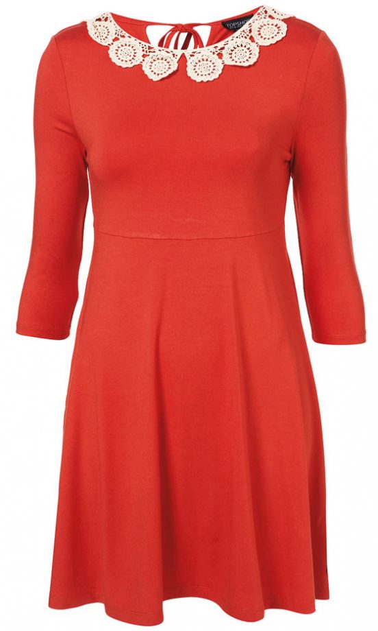 Topshop Terracotta Crochet Collar Jersey Dress, £36
