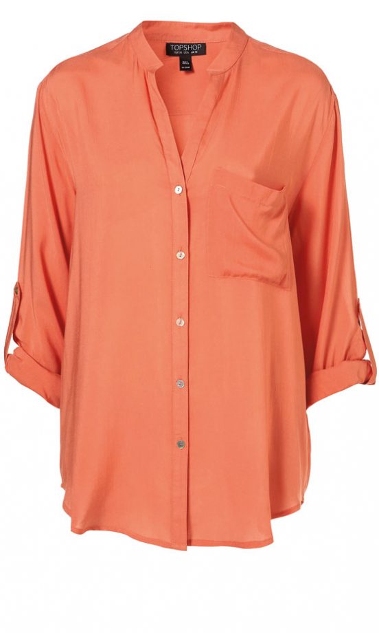 Topshop Apricot Long Sleeve Grandad Shirt, £35