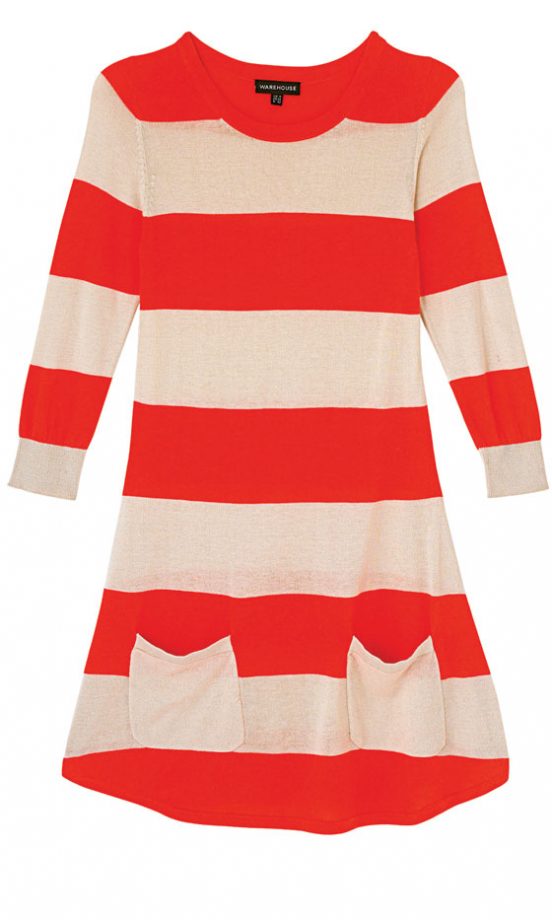 Warehouse Stripe Curved Hem Dress, £40