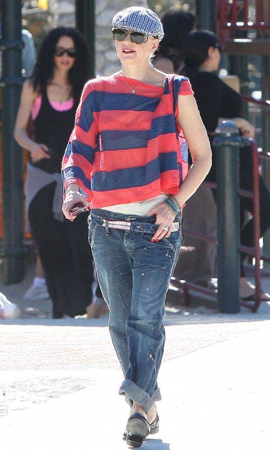 Gwen Stefani Works Chunky Stripes And Boyfriend Jeans In LA, 2011