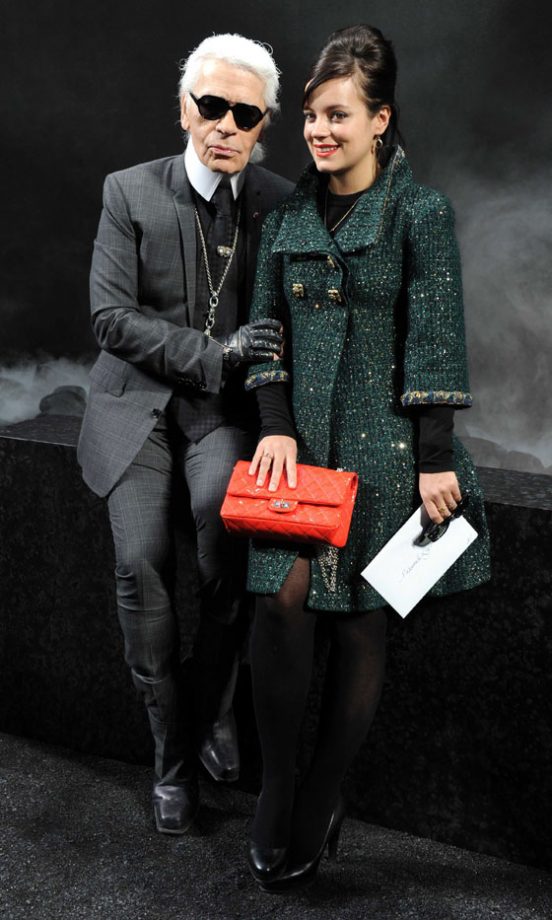 Lily Allen And Karl Lagerfeld At The Chanel AW11 Fashion Show During Paris Fashion Week