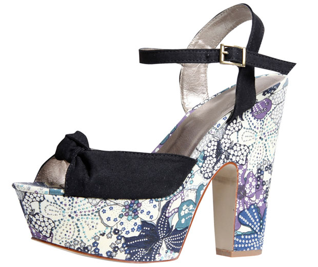 'Lola' floral platforms, £35, from online high street brand Boohoo