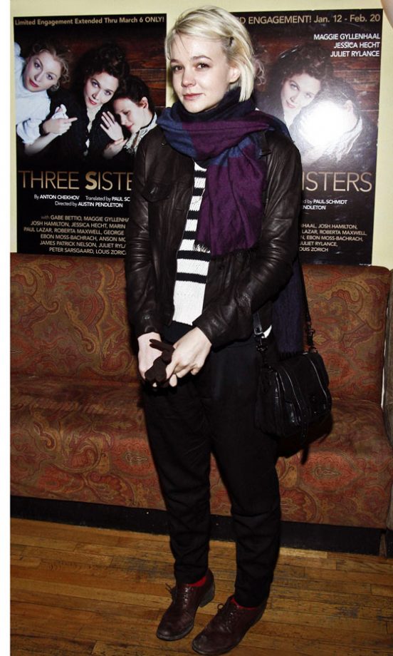 Carey Mulligan Looks Casually Cool In Cigarette Trousers And A Leather Jacket, 2011