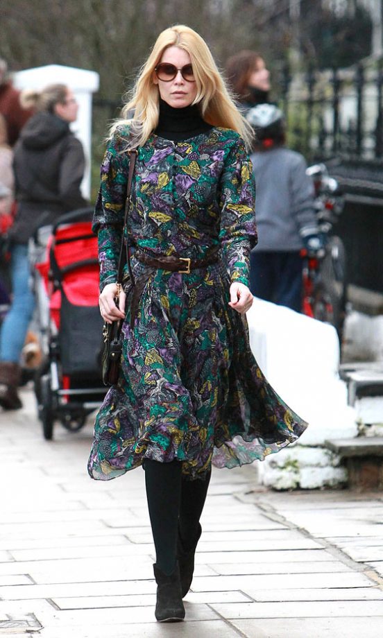 Claudia Schiffer Is The Most Stylish Mum At The Playground In A Floral Dress, 2011