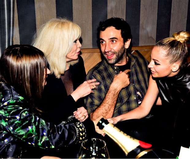 Carine Roitfeld, Amanda Lear, Riccardo Tisci and Nicole Richie catch up at the Givenchy after show party in Paris