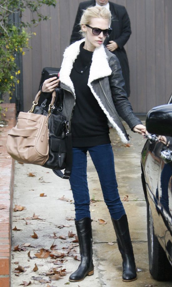 January Jones Completes Her Casual Attire With Two Designer Handbags – Life Is Just Not Fair!