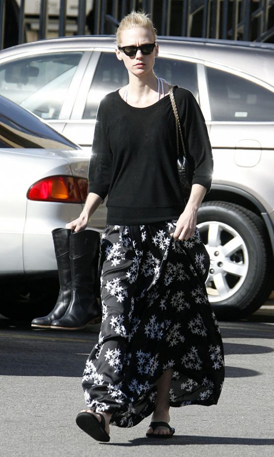 January Jones Prepares Herself For A Selection Of Weather Possibilities, 2011