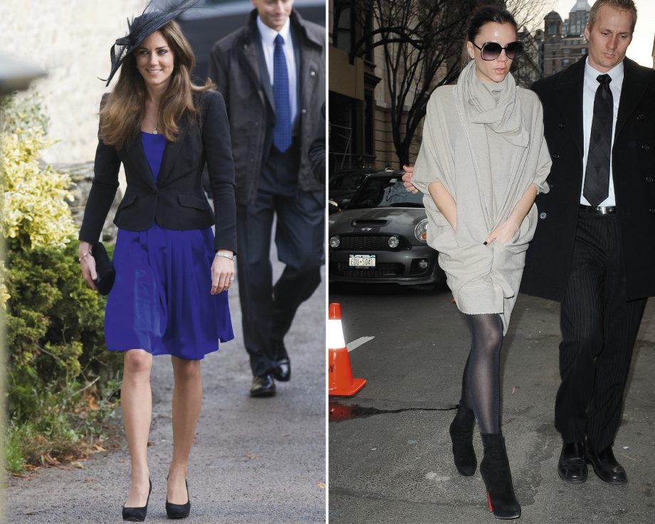 Kate Middleton, left, and Victoria Beckham, right, who the future princess has asked for style advice