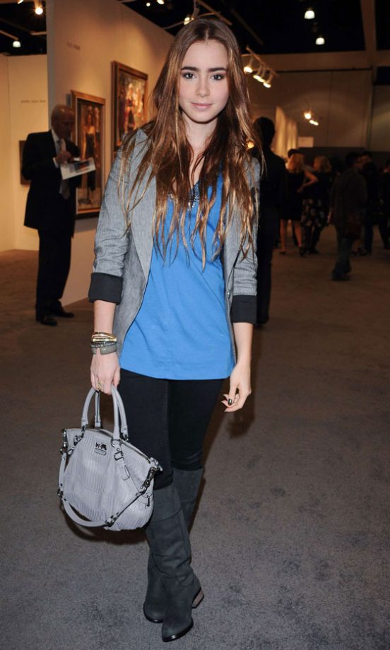 Lily Collins Ticks All Our Off-Duty Style Boxes With Super-Glossy Hair And Colour-Pop Vest, 2011