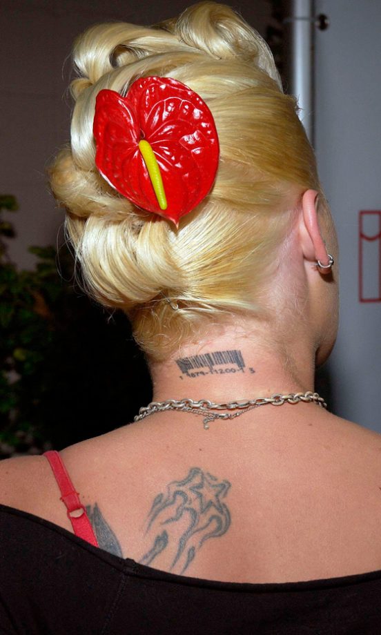 Pink Wearing A Bright Red Floral Hair Accessory At The In Touch Weekly Pets And Their Stars Unleashed Event, September 2005