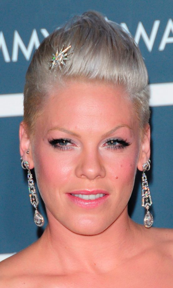 Pink Looks Cool As Ice Wearing A Silver Crystal Sun Hair Accessory At The 52nd Annual Grammy Awards, 2010