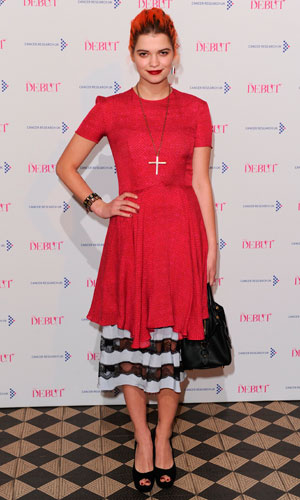 Pixie Geldof wears House Of Holland at a cancer fundraising event with a bright orange hairstyle