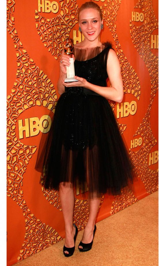 Chloë Sevigny Channels Ballerina Chic In A Black Tulle Prom Dress By Christian Lacroix At The Golden Globes HBO After Party, 2010